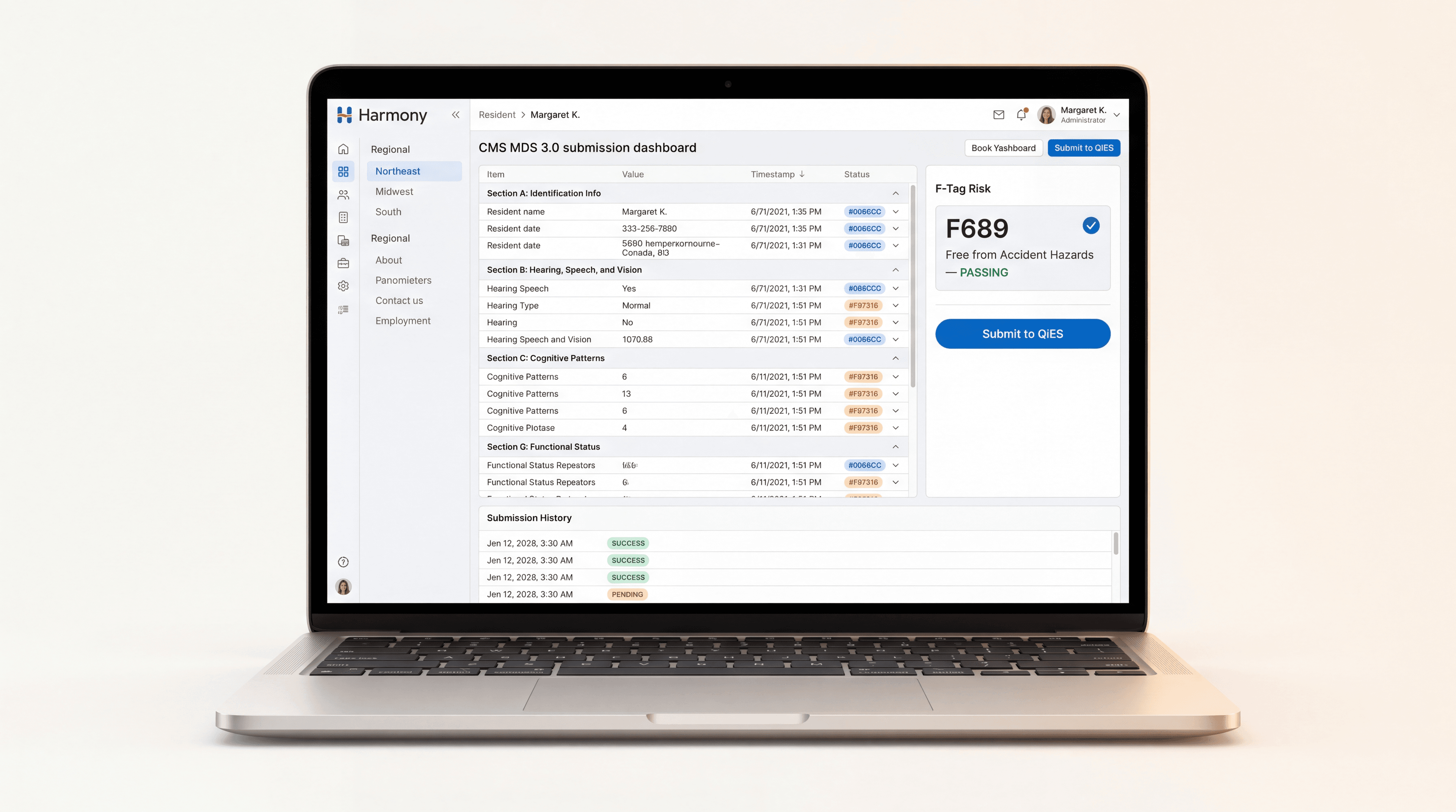 HarmonyCare admin UI configured for United States. Jurisdiction-specific workflow and regulatory references
